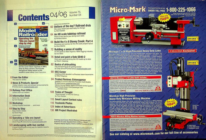Model Railroader Magazine April 2006 Vol 73 No 4 Operating This 'gos-Era Layout