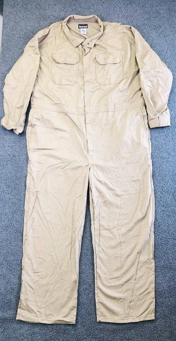 Mens Coveralls Jumpsuit Romper Flame Resistant FR Bulwark 52-RG Long Sleeve Tan