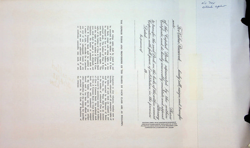 Reiter Dairy Company Stock Certificate Bond Scripophilly Akron Ohio 1965 No 209