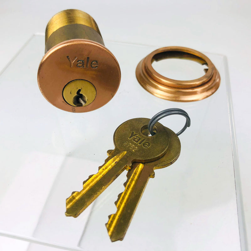 Yale Mortise Cylinder 1152 1-3/4" US10 Satin Bronze 6 Pin New Old Stock NOS Cpy1