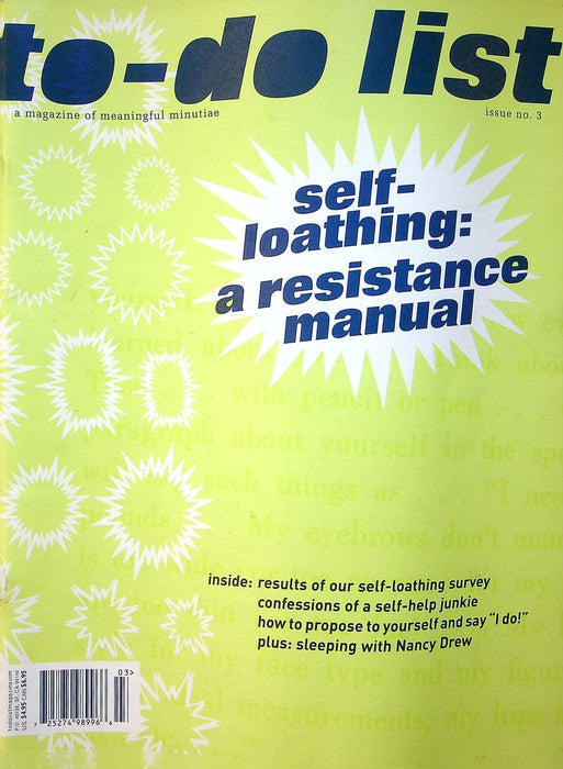 To-Do List Issue 3 2002 Sasha Cagen, Self Loathing, Lateness, Nictoine 1