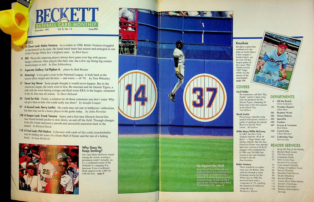 Beckett Baseball Magazine Dec 1991 # 81 Cecil Fielder Tigers Robin Ventura 2
