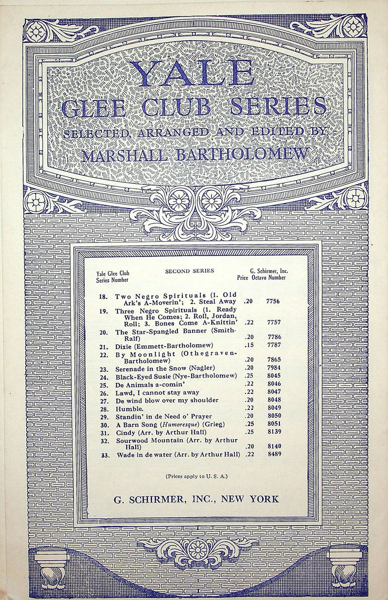Sheet Music Yale Glee Club Series I Got Shoes 1927 Marshall Bartholomew Schirmer 4