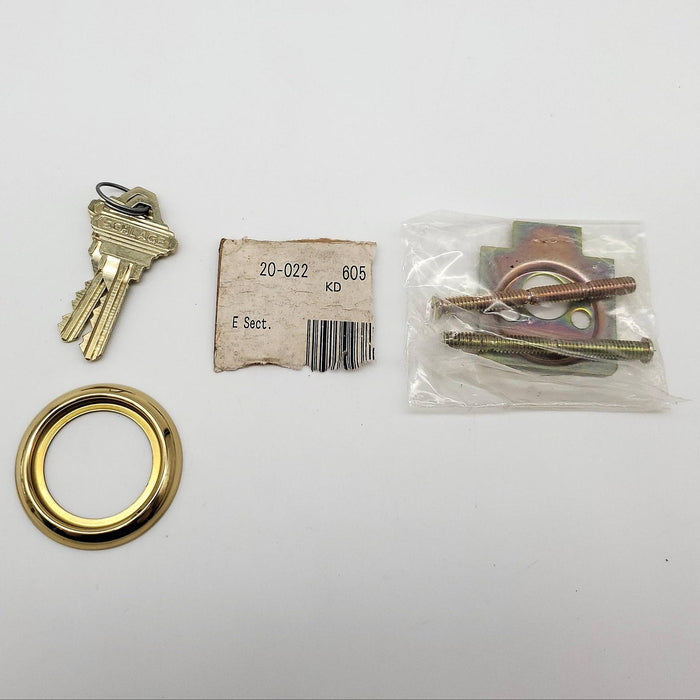 Schlage Rim Cylinder Lock 20-022 Bright Brass 1-1/8" Length E Keyway NOS