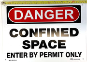Danger Confined Space Sign Plastic Enter by Permit Only OSHA 14" x 10" 4