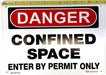 Danger Confined Space Sign Plastic Enter by Permit Only OSHA 14" x 10" 4