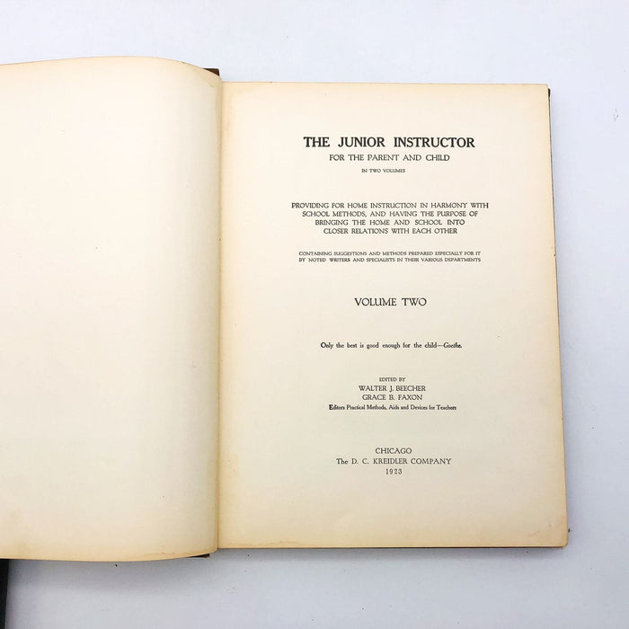 The Junior Instructor Volume 1 & 2 Hardcover Walter J Beecher 1923 Parent Child 10