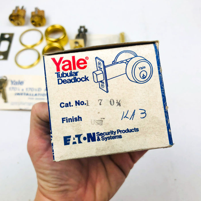 Yale Tubular Deadlock 6 Pin Cylinder Locks 170 1/4 US03 Bright Brass KA3 New NOS