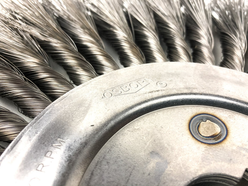 Knotted Steel Wire Wheel Brush 12" OD 1-1/4" AH 5/8 FW Osborn 0002607500 1pk 3