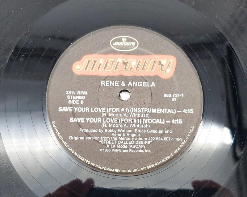 René & Angela Save Your Love 33 RPM Single Record Mercury 1985 4
