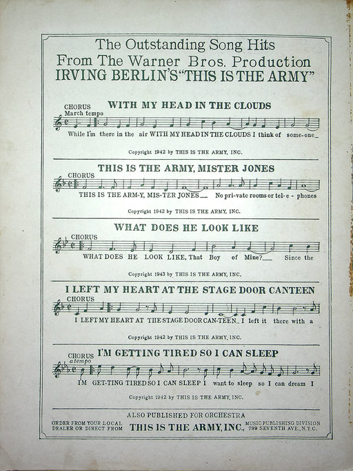 Vintage Sheet Music I Left My Heart At The Stage Door Canteen This Is The Army 2 2