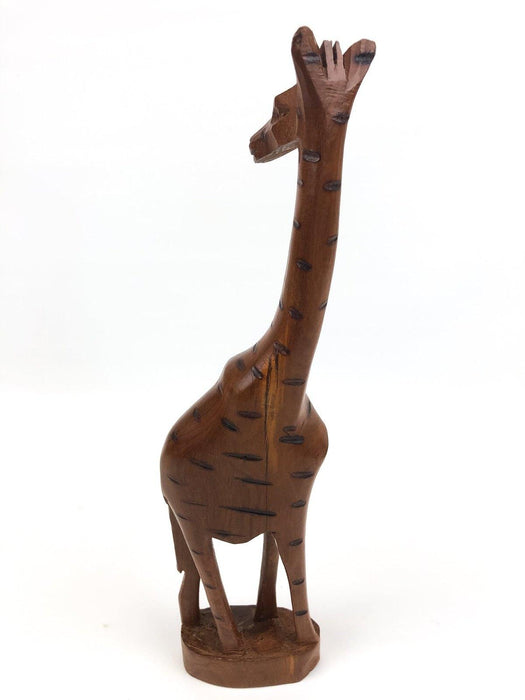 Wooden Giraffe Figurine Sculpture African Safari Hand Carved Teak Tall Thin 14" 3