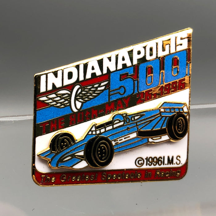 Vintage Indianapolis 500 Lapel Pin 80th May 26 1996 Enamel Indy 3D Racecar Blue