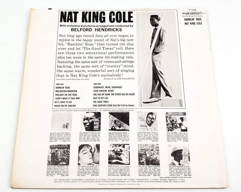 Nat King Cole Ramblin' Rose 33 RPM LP Record Capitol Records 1962 2