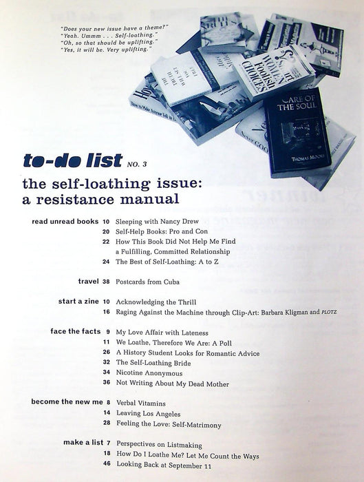 To-Do List Issue 3 2002 Sasha Cagen, Self Loathing, Lateness, Nictoine 2
