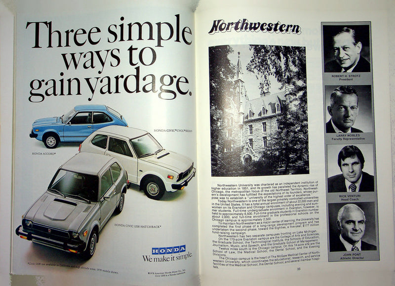 Ohio State Buckeye Football Program Oct 28 1978 Vs. Northwestern Wildcats