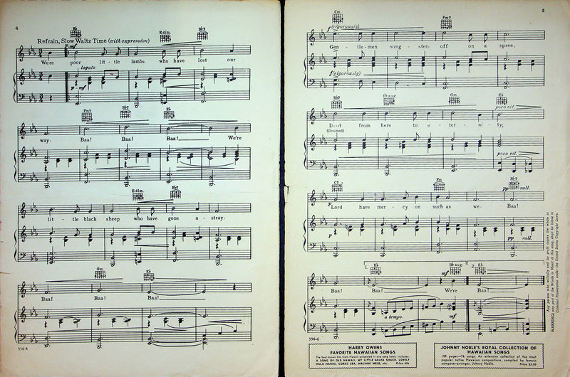 The Whiffenpoof Song Sheet Music Minnigerode Pomeroy Galloway Vocal Piano 1936 4