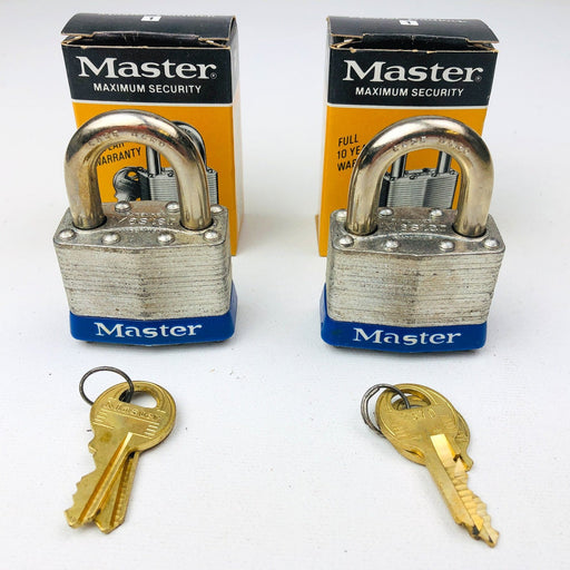 2ct Vintage No 1 Master Lock Padlock 1-1/4" Shackle New Keyed Alike 2570 Blue 1