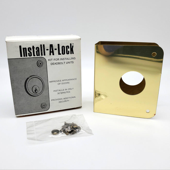 MAG Install A Lock Door Reinforcer Polished Brass 6-PB 1-3/4" DR 2-3/8" BS NOS