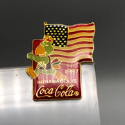 Coca Cola Pan Am Games Lapel Pin 1987 Indianapolis Bird American Flag Enamel 3