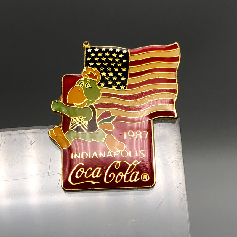 Coca Cola Pan Am Games Lapel Pin 1987 Indianapolis Bird American Flag Enamel 3