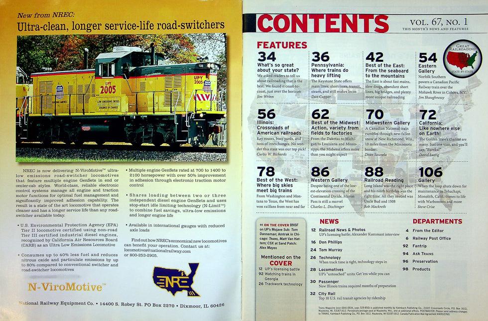 Trains Magazine January 2007 Vol 67 No 1 3 Greatest Railroad States