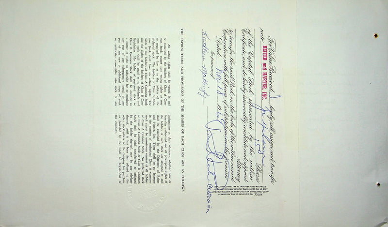 Reiter Dairy Company Stock Certificate Bond Scripophilly Akron Ohio 1968 No 340