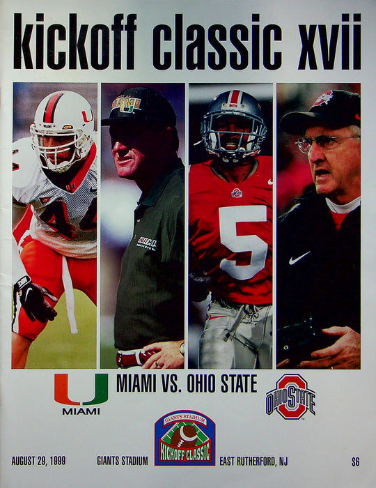 Kickoff Classic XVII Program OSU Vs Miami Hurricanes Giants Stadium New Jersey