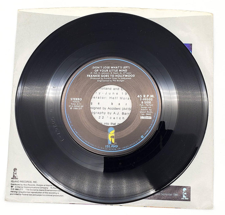 Frankie Goes To Hollywood Rage Hard 45 RPM Single Record Island 1986 7-99502 4