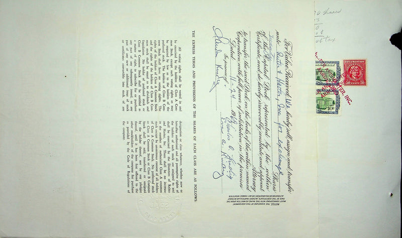 Reiter Dairy Company Stock Certificate Bond Scripophilly Akron Ohio 1966 No 288