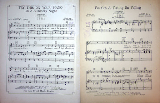 Sheet Music I've Got A Feeling I'm Falling Billy Rose Harry Link Thos Waller 2