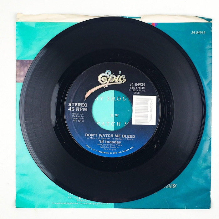Til Tuesday Looking Over My Shoulder Record 45 RPM Single 34-04935 Epic 1985 4
