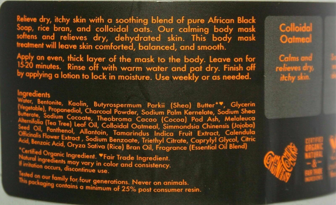 Shea Moisture African Black Soap Soothing Body Mask w/ Colloidal Oatmeal 12oz x2