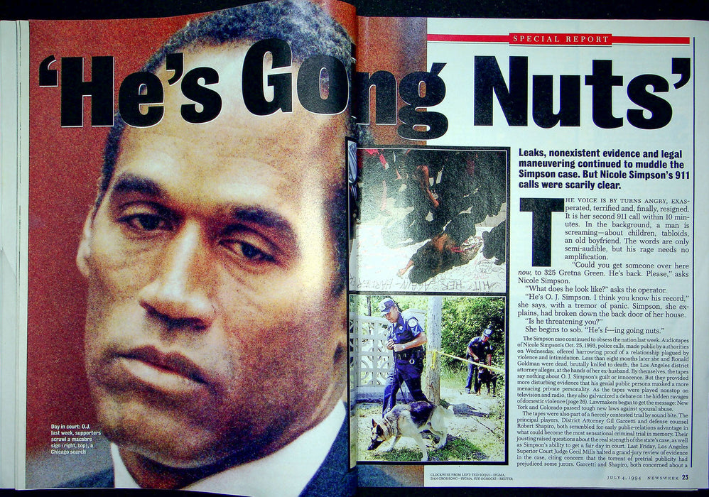 Newsweek Magazine July 4 1994 OJ Simpson Trial Nicole Brown Domestic Violence