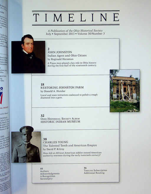 Timeline Ohio Historical Magazine July/Sept 2013 Vol 30 No 3 John Johnston 2