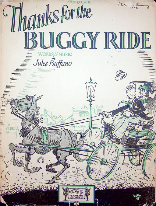 Sheet Music Thanks For The Buggy Ride Jules Buffano 1925 Villa Moret Love Song 1