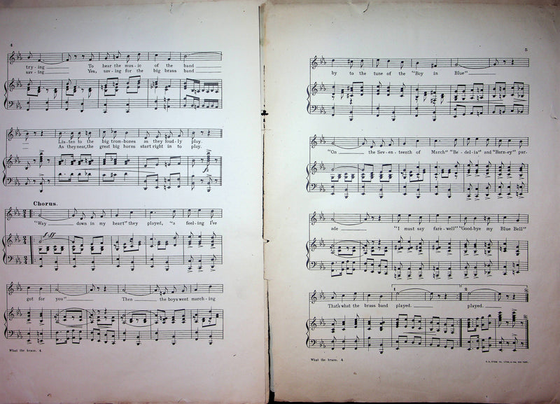 What The Brass Band Played Vintage Sheet Music Theodore Morse Jack Drislane 1904 3