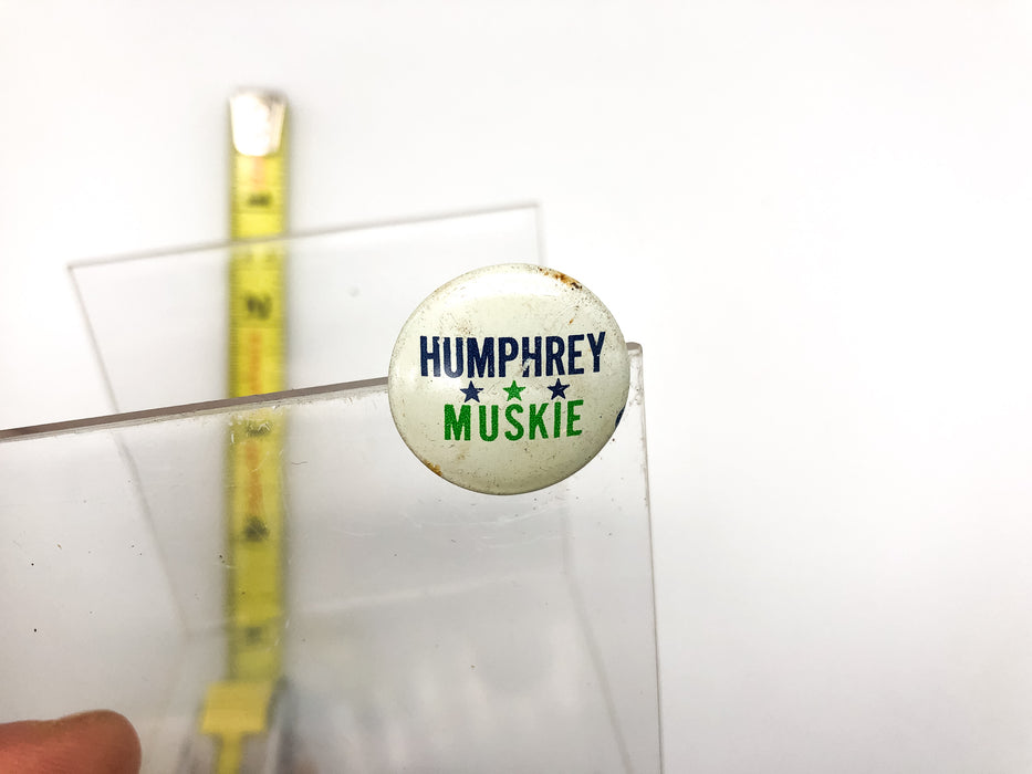 Vintage Humphrey Muskie Pinback Button Presidential Campaign Columbia Advertisin