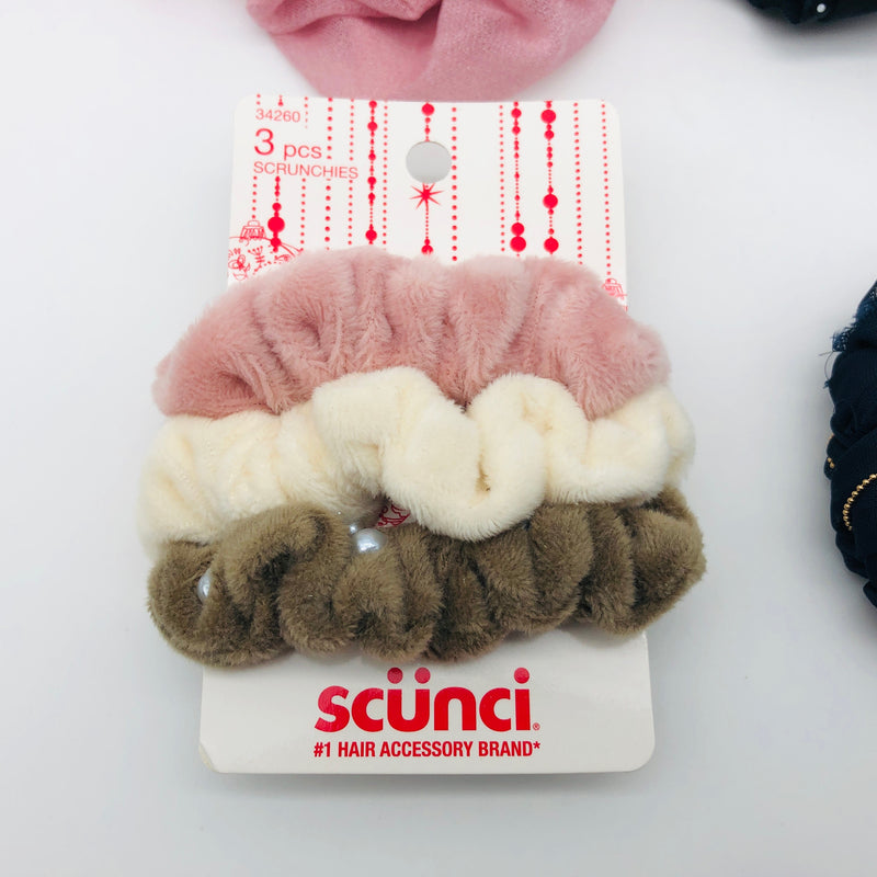 6-Pack Scunci Scrunchies Fancy Formal Mauve Pink Wrist Hair Accessory Ties 34260