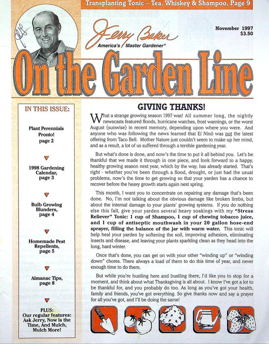 On The Garden Line Magazine November 1997 Homemade Pest Repellents