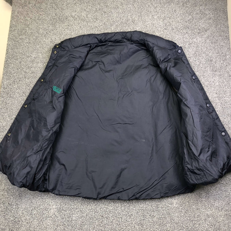 Puffer Vest Mens Large Reverseable Green Blue Pockets Branded Selman and Company