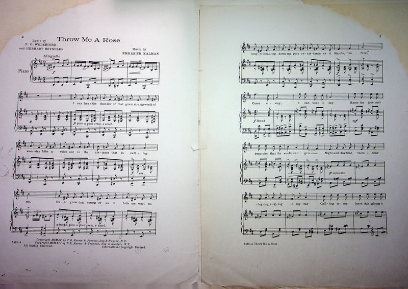 Little Miss Springtime Sheet Music Throw Me A Rose 1915 Emmerich Kalman 2