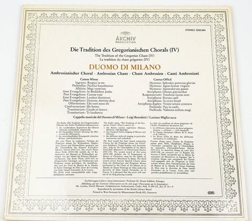 Cappella Musicale Del Duomo Di Milan Ambrosianischer Choral 33 LP Archiv 2