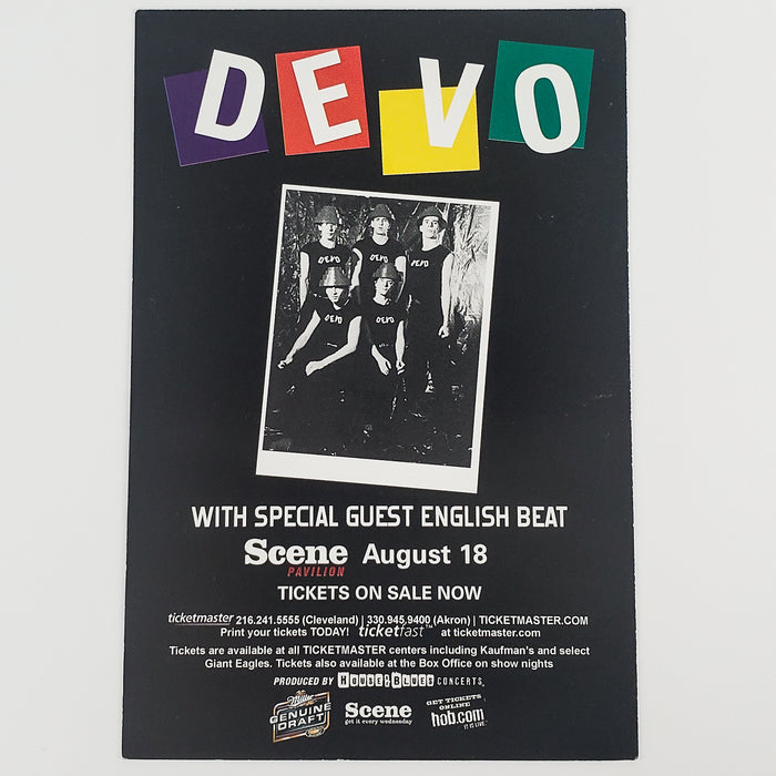 DEVO w/ Special Guest English Beat AUG 18 2005 Scene Pavilion Rack Card Postcard