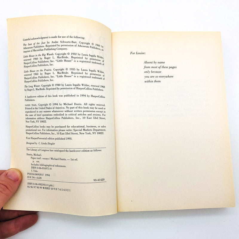 Paper Trail Paperback Michael Dorris 1994 Essays Life Philosophy Beliefs 7