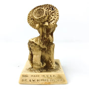 R & W Berries I Care Figurine Little Girl Straw Hat Statue Tree Trunk 9106 4