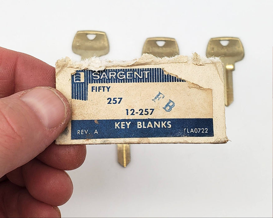 5x Sargent 12-257 Key Blanks Stamped FB Tarnished Vintage NOS 4