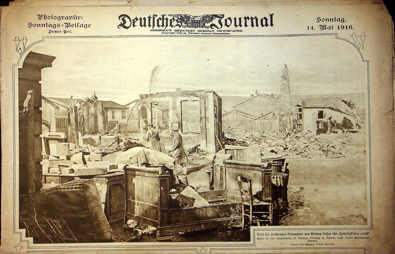 1916 Deutfches Journal German American Newspaper May 14 Heavy French Artillery 1