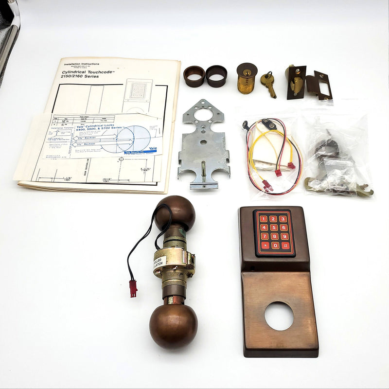 Yale Touch Code Door Knob Entry Lock 2150 Oiled Bronze 2-3/4" BS Missing PCs