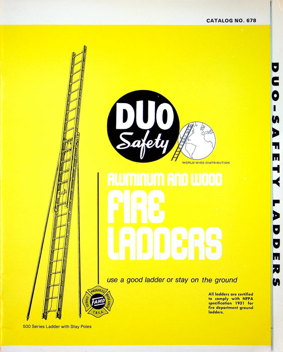 1960's Duo Safety Aluminum & Wood Fire Ladders Yellow Catalog w/ Price List